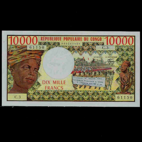 CONGO REPUBLIC-ȭ-P5a-DEMOCRACY( ȸ)-10.000 FRANCS-1974
