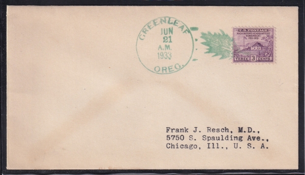 GREENLEAF(ʷ )-FANCY COVER-OREGON~CHICAGO,ILL.ü-1933.6.21