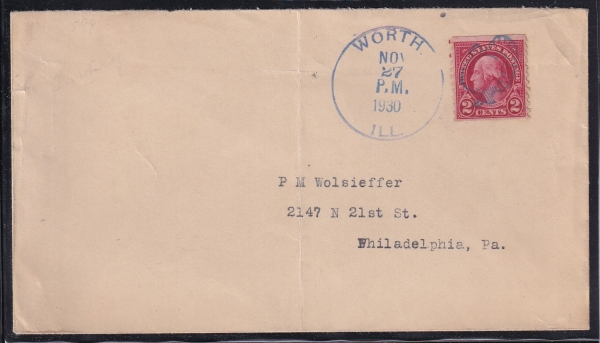 MELEAGRIS(ĥ)-FANCY COVER-WORTH,ILL~PHILADELPHIA,PA.ü-1930.11.27