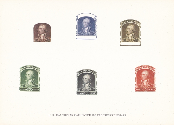 U.S. 1861 TOPPAN CARPENTER 90C PROGRESSIVE ESSAYS-EDUCARD-1973