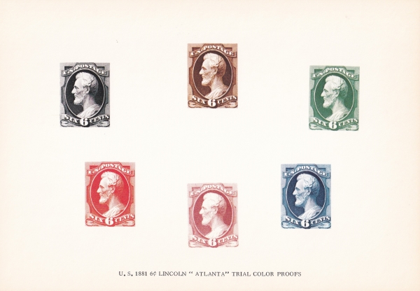 U.S. 1881 6C LINCOLN \"ATLANTA\" TRIAL COLOR PROOFS-EDUCARD-1974