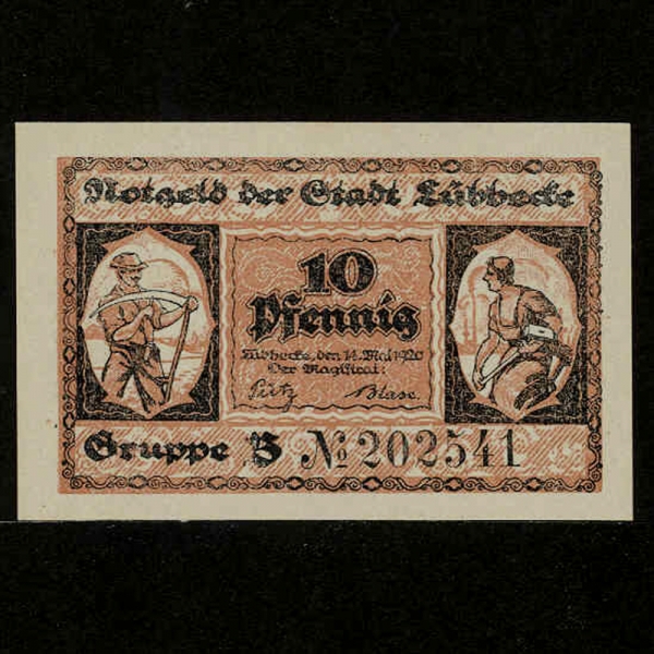 GERMANY-- 2  ȭ(WW II)-10 PFENNIG-1920-#G109