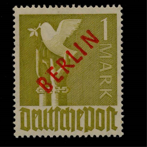 GERMAN OCCUPATION STAMPS()-#9N33-RED PRINT-1m-PEACE,DOVE()-1948