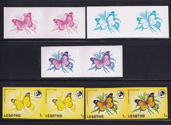 LESOTHO()-COLOR PROOF-#421-1s-IMPERF(2)-BUTTERFLIES()-1984.1.20
