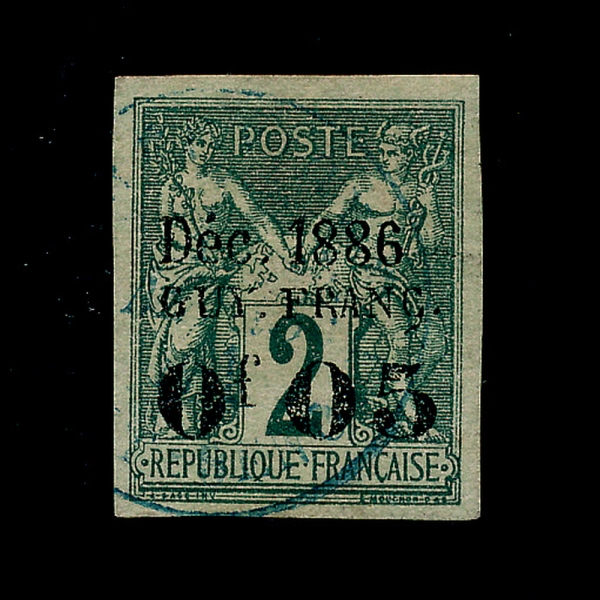 FRENCH GUIANA( Ƴ)-#1-5c ON 2c-PEACE AND COMMERCE( )-1886.12