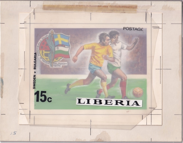 LIBERIA(̺)-ä -#680-15c-WORLD CUP,MUNICH,SWEDEN AND BULGARIA GAMES( )-1974.6.4