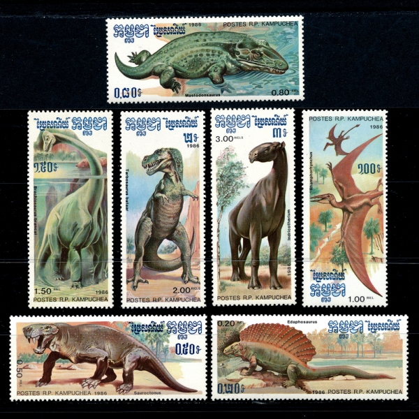 CAMBODIA(į)-#663~9(7)-PREHISTORIC ANIMALS(ô )-1986.3.20