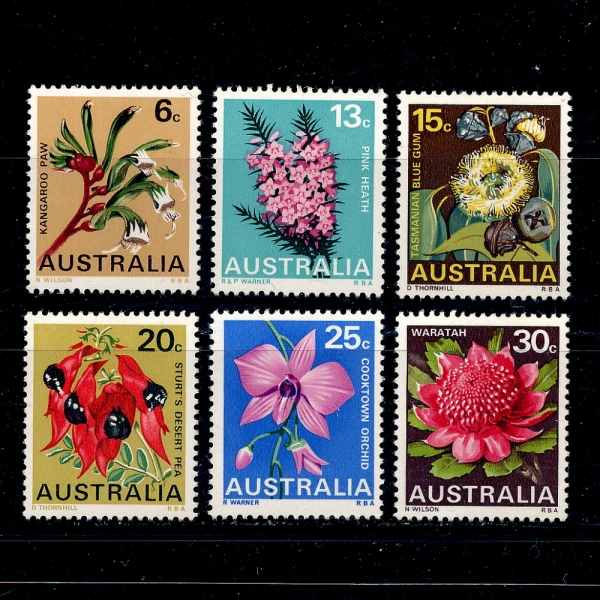 AUSTRALIA(Ʈϸ)-#434~9(6)-STATE FLOWERS(Ĺ)-1968.7.10