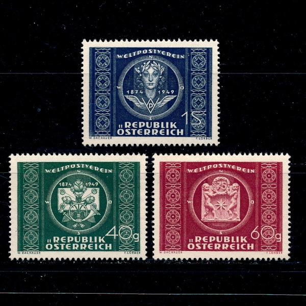 AUSTRIA(Ʈ)-#565~7(3)-LETTER,ROSES,POST HORN,UPU(,,Ʈȥ,Ϲ  )-1949.10.8