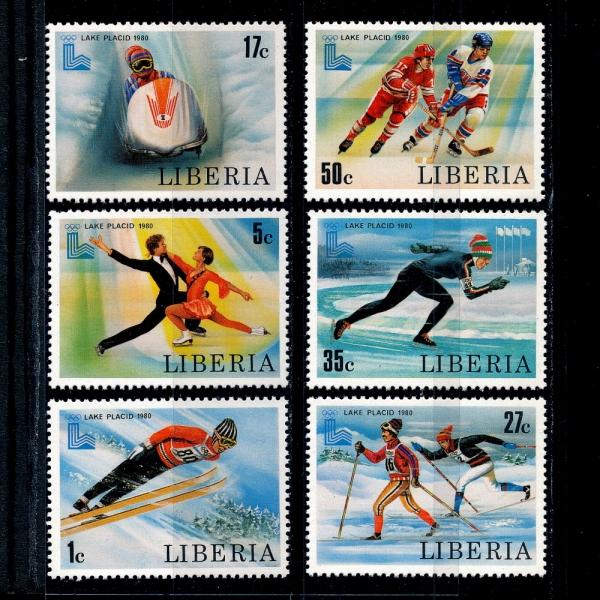 LIBERIA(̺)-#867~872(6)-13TH WINTER OLYMPIC GAMES,LAKE PLACID,NY(ø)-1980.1.21