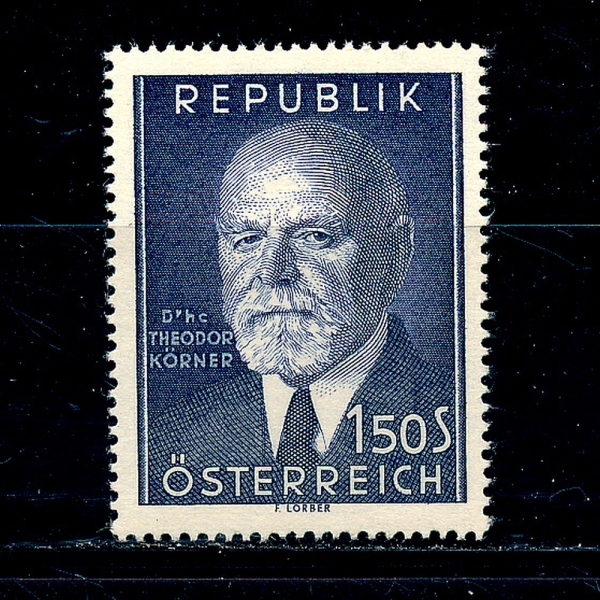 AUSTRIA(Ʈ)-#588-1.50s-PRES.THEODOR KORNER(׿ 긣)-1953.4.24