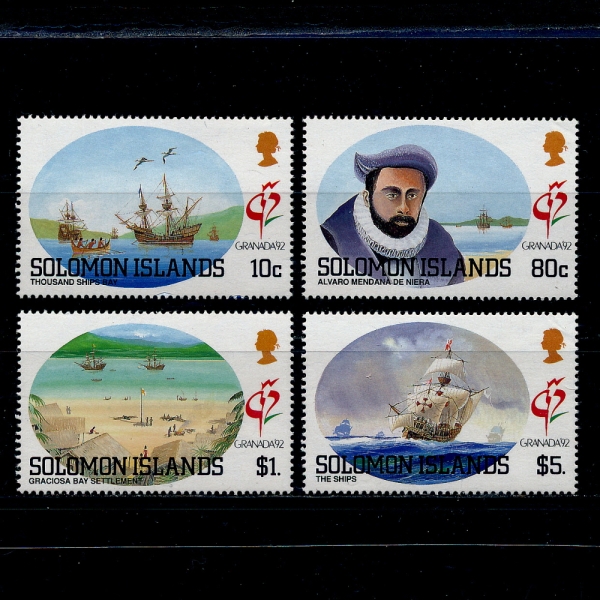 SOLOMON ISLANDS(ַθ )-#714~7(4)-ALVARO MENDANA DE NIERA,DISCOVERIES IN THE SOLOMON ISLANDS(˹ٷ  ٳ  ̶)-1992.4.24