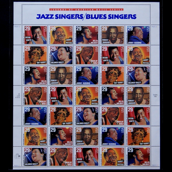UNITED STATES(미국)-#29c-35매 전지-JAZZ SINGERS,BLUES SINGERS(가수)-1993년
