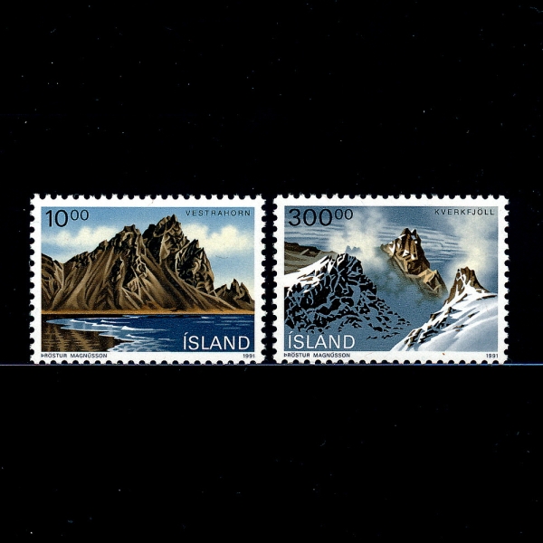 ICELAND(아이슬란드)-#728~9(2종)-LANDSCAPE(풍경화,산맥)-1991.3.7일