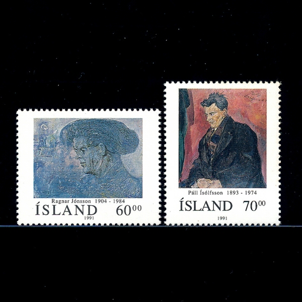 ICELAND(아이슬란드)-#743~4(2종)-RAGNAR JONSSON,PALL ISOLFSSON(라그나르 욘슨,이솔프손)-1991.8.14일
