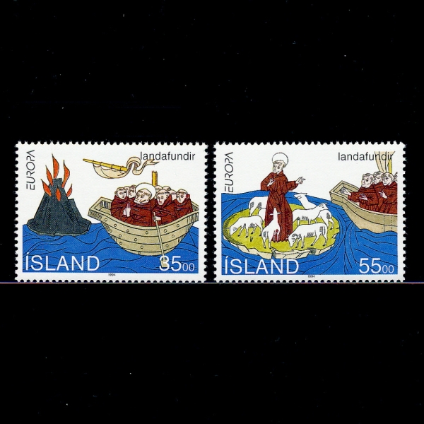 ICELAND(아이슬란드)-#780~1(2종)-VOYAGES OF ST. BRENDAN(세인트 브렌던)-1994.4.18일