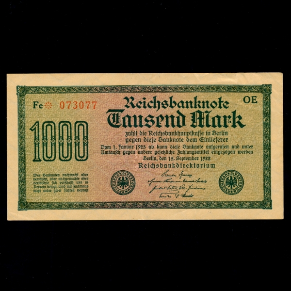 GERMANY--P76c-1.000 MARK-1922