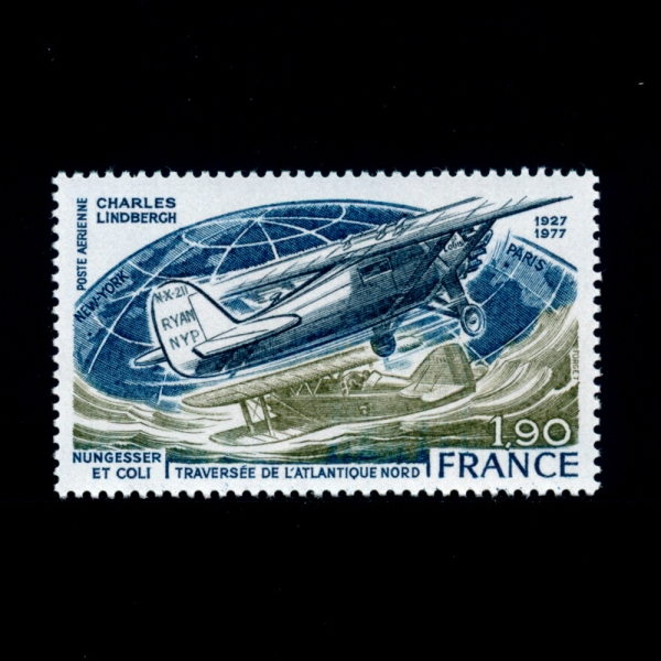 FRANCE(프랑스)-#C49-1.90f-PLANES OVER THE ATLANTIC, NEW YORK-PARIS(뉴욕.파리간 비행)-1977.6.4일