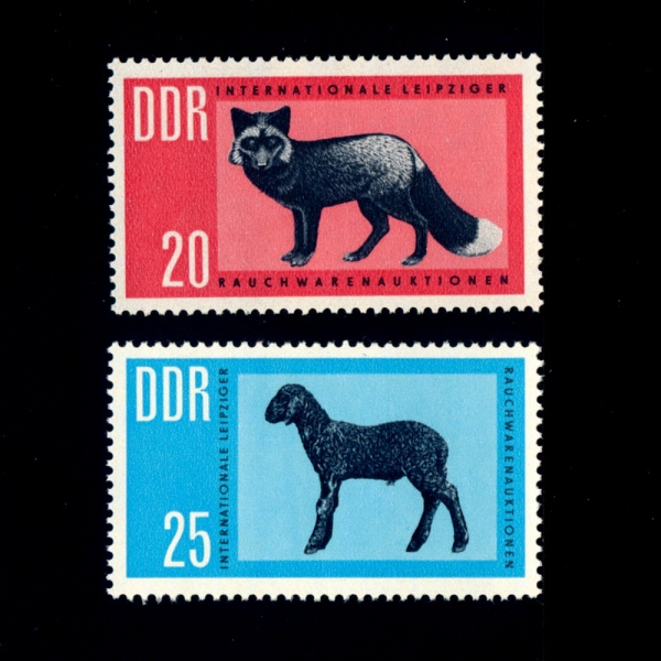 GERMAN DEMOCRATIC REPUBLIC(동독)-#641~2(2종)-SILVER FOX, KARAKUL(은 여우,카라쿨)-1963.2.14일