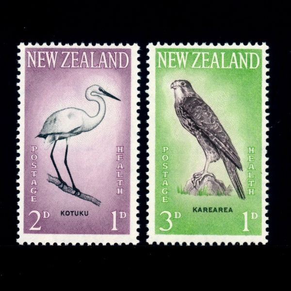 NEW ZEALAND()-#B61~2(2)-GREAT WHITE EGRET AND NEW ZEALAND FALCON(ū , )-1961.8.2