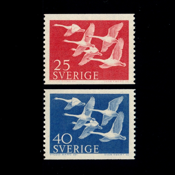 SWEDEN()-#492~3(2)-WHOOPER SWANS( )-1956.10.30