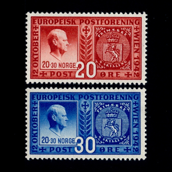 NORWAY(븣)-#253~4(2)-DESIGNS OF 1942 AND 1855 STAMPS OF NORWAY(ǥ ǥ)-1942.10.12