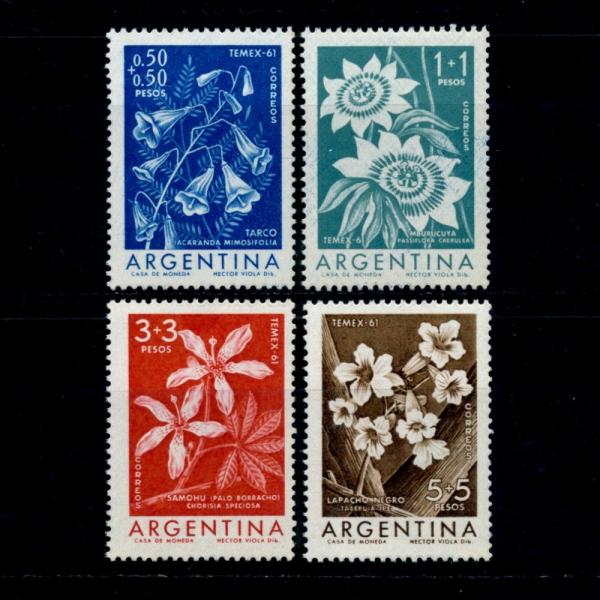 ARGENTINA(ƸƼ)-#B26~9(4)-JACARANDA,PASSIONFLOWER,ORCHID AND TABEBUIA(ī,Ľ÷ζ,,Ÿ̾)-1960.12.3