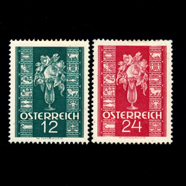 AUSTRIA(Ʈ)-#388~9(2)-ROSE AND ZODIAC SIGNS(,Ȳ)-1937