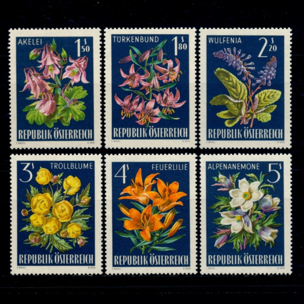 AUSTRIA(Ʈ)-#764~9(6)-ALPINE FLOWERS( ߻ȭ)-1966.8.17