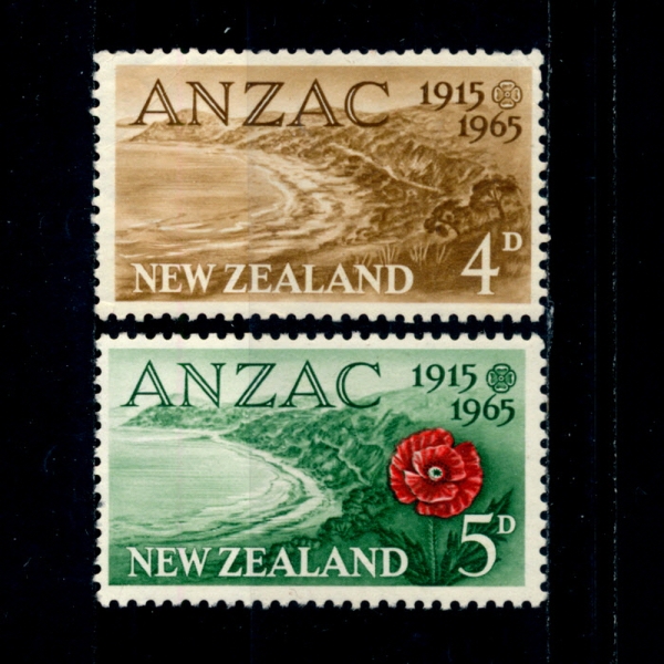 NEW ZEALAND()-#368~9(2)-ANZAC COVE, GALLIPOLI AND POPPY( ں,ͺ)-1965.4.14