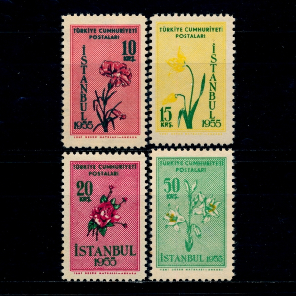 TURKEY(Ű)-#1154~7(4)-FLOWERS(Ĺ)-1955.5.19