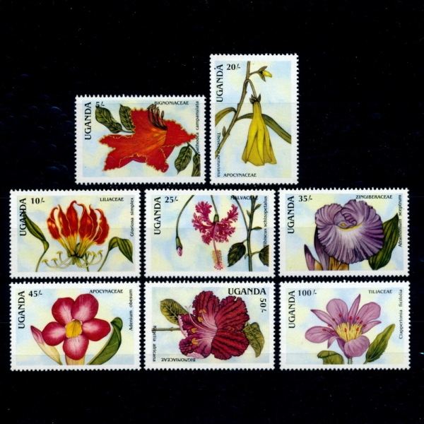 UGANDA(찣)-#612~9(8)-FLOWERS(Ĺ)-1988.7.28