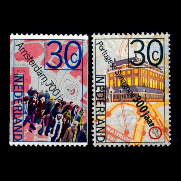 NETHERLANDS(네덜란드)-#522~3(2종)-700TH ANNIV. OF AMSTERDAM AND 300TH ANNIV. OF PORTUGUESE SYNAGOGUE IN AMSTERDAM(암스테르담의 포르투갈 회당의 간략한 역사)-1975년