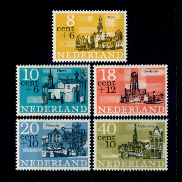 NETHERLANDS(네덜란드)-#B397~401(5종)-ARCHITECTURES(건축)-1965.6.1일