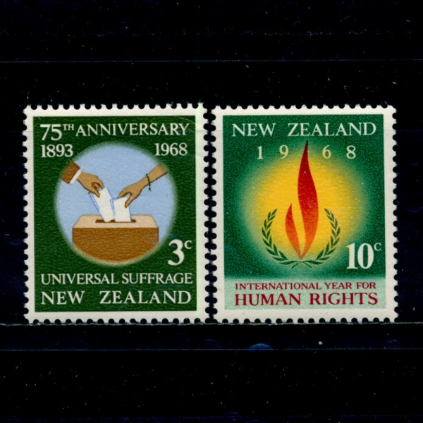 NEW ZEALAND()-#412~3(2)-UNIVERSAL SUFFRAGE AND HUMAN RIGHTS FLAME(뼱,α Ҳ)-1968.9.19