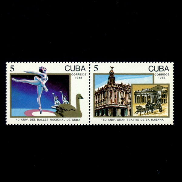 CUBA()-#3086~7(2)-NATL. BALLET, 40TH ANNIV. AND GRAND THEATER OF HAVANA, 150TH ANNIV.(߷ 40 ֳ, Ϲٳ )-1988.10.28