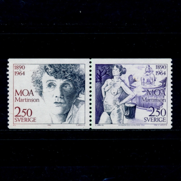 SWEDEN()-#1849~50(2)-MOA MARTINSON AND WOMAN BATHING( ƾ,ϴ )-1990.10.6
