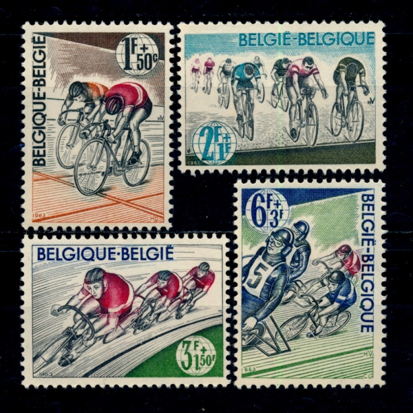 BELGIUM(⿡)-#B736~9(4)-80TH ANNIV. OF THE FOUNDING OF THE BELGIAN BICYCLE LEAGUE(Ŭ )-1963.7.13