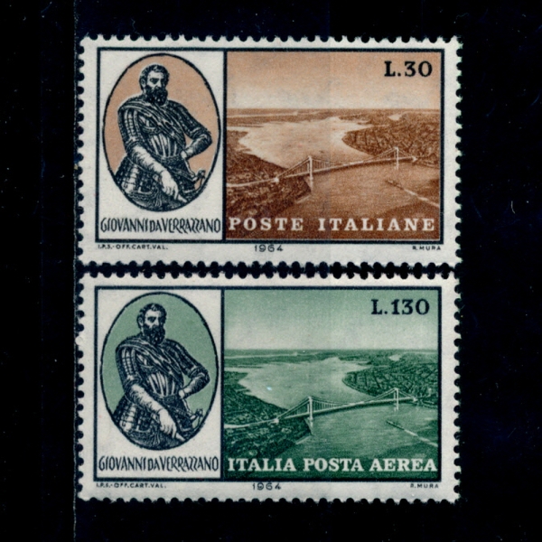 ITALY(Ż)-#901, C138(2)-GIOVANNI DE VERRAZANO AND VERRAZANO-NARROWS BRIDGE, NEW YORK BAY(ݴ  ¥,¥-ο ٸ)-1964.11.21