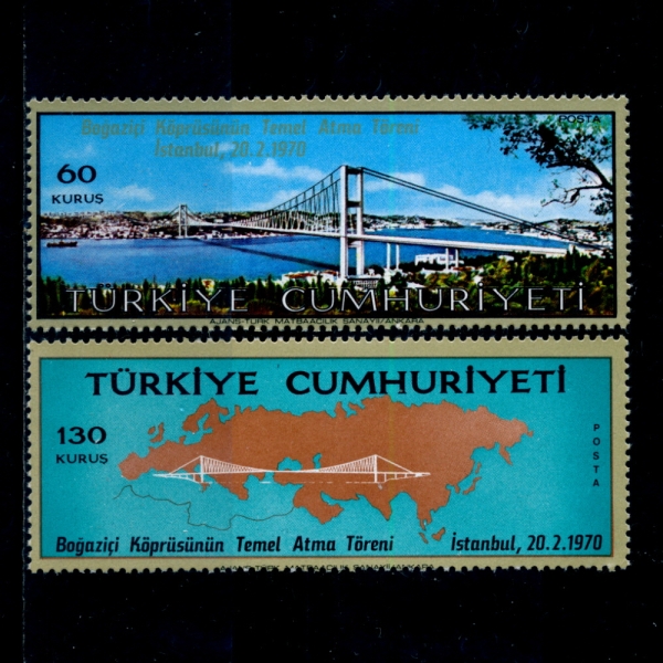TURKEY(Ű)-#1830~1(2)-BOSPORUS BRIDGE, MAP OF EUROPE AND ASIA, VIEW OF PROPOSED BOSPORUS BRIDGE AND SHORE LINES( , 뱳)-1970.2.20