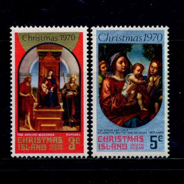 CHRISTMAS ISLAND(ũ )-#35~6(2)-THE ANSIDEL MADONNA, BY RAPHAEL AND VIRGIN AND CHILD, BY MORANDO(Ŀ Ƚõ , Ŀ÷   Ʊ)-1970.10.26