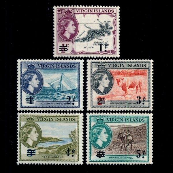 VIRGIN ISLANDS( Ϸ)-#128~32(5)-MAP,SAILBOAT,OX,RIVER AND HORSERIDER(,,,, ޺)-1962.12.10