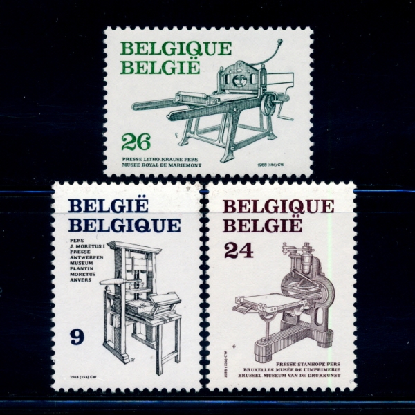 BELGIUM(⿡)-#1305~7(3)-PRINTING PRESSES(μ)-1988.12.19