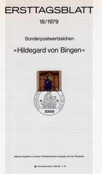 GERMANY()-#1298-110pf-HILDEGARD VON BINGEN WITH MANUSCRIPT(Ʈ  )- ߽øī(MAXIMUMCARD)-1979.8.9